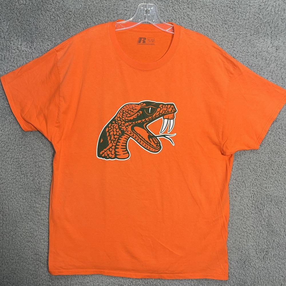 VTG Russell Florida A&M Rattlers T Shirt Men's XL Orange HBCU Pride Athletic Tee